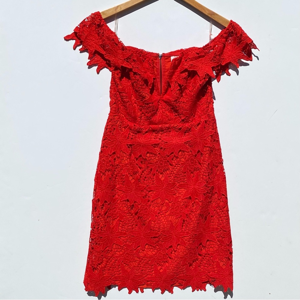 Astr Scarlet Lace Off-Shoulder Mini Dress - Picture 4 of 8